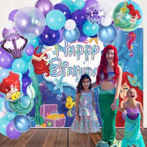 Little Mermaid Birthday Party Supplies, Mermaid Balloons Garland Arch Kit, Little Mermaid Ariel Birthday Party Decorations, Mermaid Backdrop, Tablecloth, Mermaid Party Favors