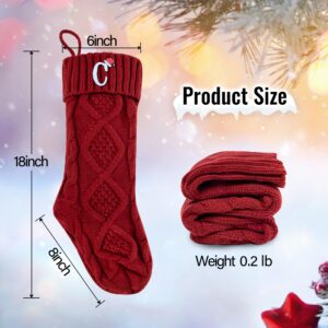 Ulico Christmas Stockings with Initials, 18’’ Large Embroidered Monogram Knit Christmas Stocking,Xmas Stocking for Kids, Holiday and Family Stocking for Fireplace or Party Decoration Red Letter B