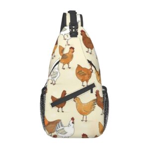 evanem cross chest bag chicken pattern printed crossbody sling backpack casual travel bag for unisex