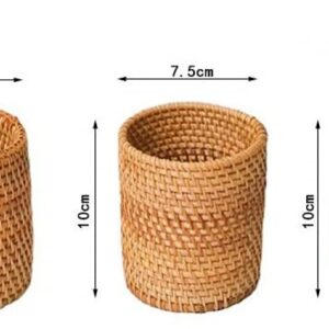 VIXPET Handmade Rattan Tea Ceremony Utensil Holder Cutlery Holder Desktop Organiser Storage Box (Brown)-C