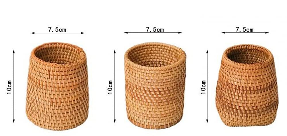 VIXPET Handmade Rattan Tea Ceremony Utensil Holder Cutlery Holder Desktop Organiser Storage Box (Brown)-C