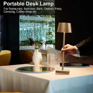 YHT LED Cordless Table Lamps Rechargeable Battery Operated Outdoor Waterproof Light 6000mAh 3 Level Brightness Dimmable Portable Desk Lamp Touch Control for Outdoor Patio Home Restaurant Bar Bronze