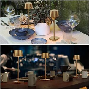 YHT LED Cordless Table Lamps Rechargeable Battery Operated Outdoor Waterproof Light 6000mAh 3 Level Brightness Dimmable Portable Desk Lamp Touch Control for Outdoor Patio Home Restaurant Bar Bronze