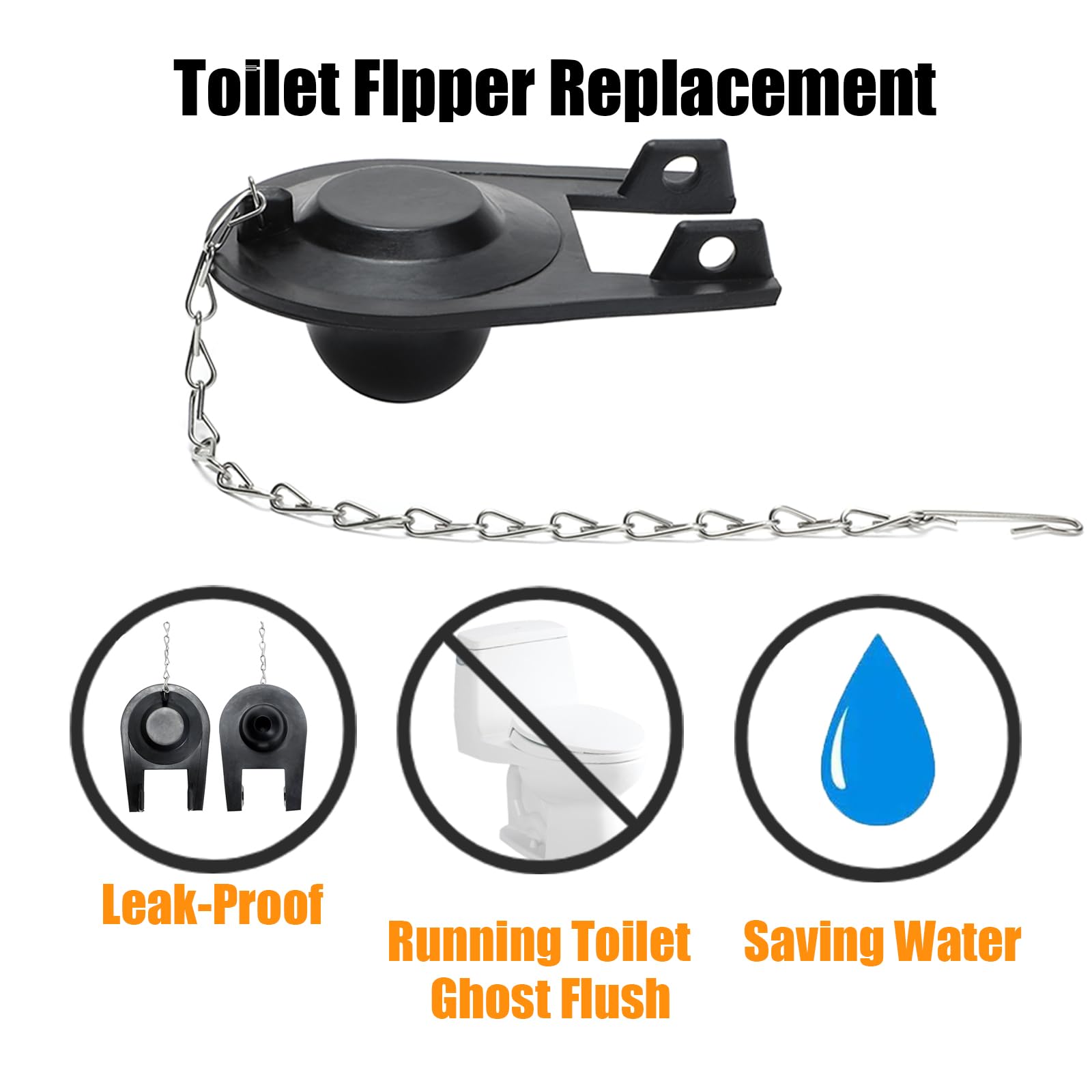 Toilet Flapper Replacement 2 inch Universal Kit with Chain - Easy to Install/Long-Lasting/Water-Saving for American Standard Toilet- 2 Pack