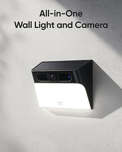 eufy Security Solar Wall Light Cam S120, Solar Security Cameras Wireless Outdoor, 2K Camera, Forever Power, Motion Activated Light, AI Detection, IP65 Waterproof, Spotlight, No Monthly Fee