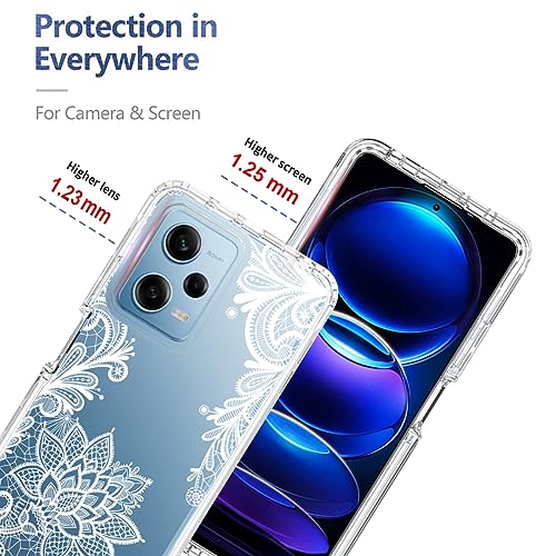 Tothedu Phone Case for Redmi Note 12 Pro Case, Poco X5 Pro 5G Case with Tempered-Glass Screen Protector, Cute Clear Mandala Pattern Full Body Protective Cover for Xiaomi Redmi Note 12 Pro 5G (Mandala)