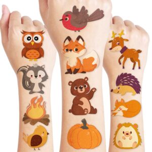 Woodland Temporary Tattoos Sticker for Kids Birthday Party Supplies Decorations Party Favors 96PCS Tattoo Forest Autumn Fall Animal Super Cute Themed Cute Kids Boy Gifts Ideal School Prizes