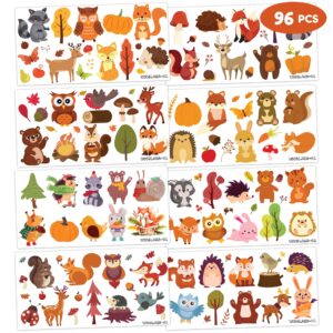 Woodland Temporary Tattoos Sticker for Kids Birthday Party Supplies Decorations Party Favors 96PCS Tattoo Forest Autumn Fall Animal Super Cute Themed Cute Kids Boy Gifts Ideal School Prizes