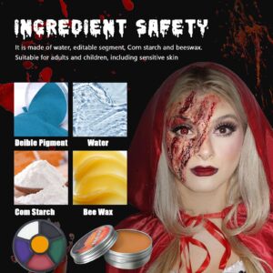 Scar Wax SFX Makeup, Halloween Makeup Kit, Special Effects Makeup kit-6 Color Bruise Wheel for Special Effects/Scar Wax with Spatula Tool/Fake Blood/Dark Fake Blood/Stipple Sponges