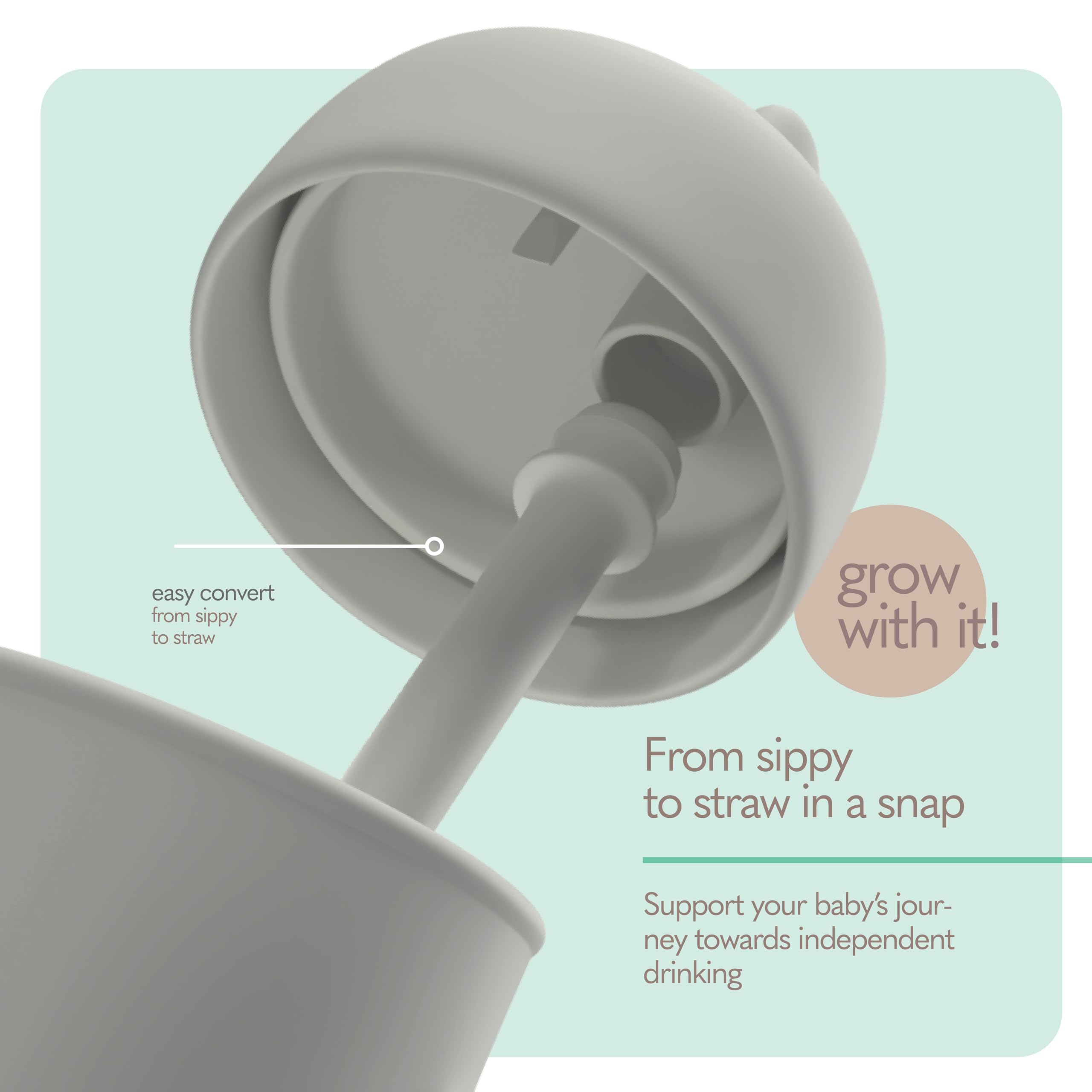 Silicone Sippy Cup With Straw - 100% Spill Proof Silicone Straw Cup For Baby, 6 Oz Silicone Cup - 3 in 1 Cup 1. Silicone Sippy Cups For Baby 2. Silicone Baby Straw Cup 3. Silicone Toddler cup. (Gray)