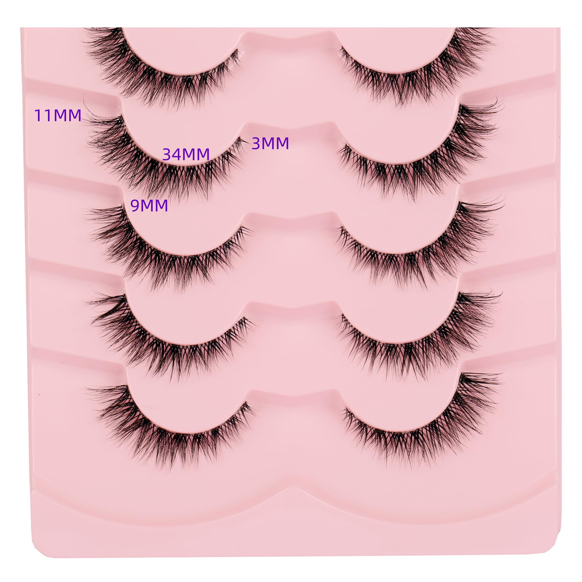 Gmagictobo Natural Lashes Short Wispy Cat Eye False Eyelashes Clear Band Fake Eyelashes Pack 7 Pairs Soft Strips Fake Eye Lashes