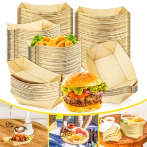 MotBach 250 Pack 1Lb Paper Food Boat Trays Disposable Paper Boats,Brown Kraft Paper Food Trays Paper Food Serving Boat Tray Basket for Snacks Fries Popcorn Sauce Tacos Bakery Nacho