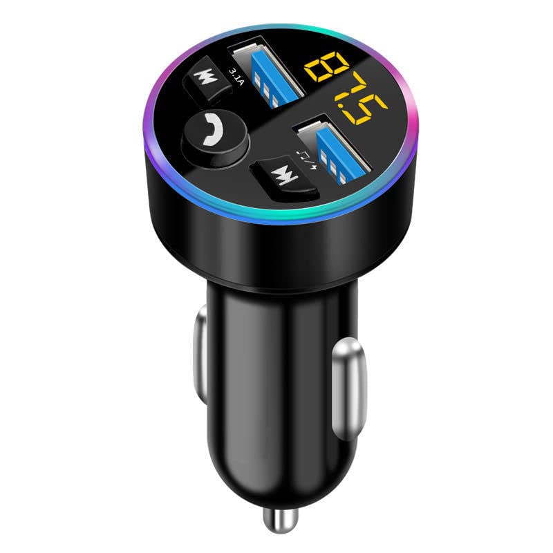 Car FM Transmitter, Bluetooth 5.0 Car Radio Audio Adapter MP3 Player, Car Bluetooth Radio Adapter with Dual USB Charger for Phone，and Tablets