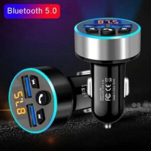 Car FM Transmitter, Bluetooth 5.0 Car Radio Audio Adapter MP3 Player, Car Bluetooth Radio Adapter with Dual USB Charger for Phone，and Tablets