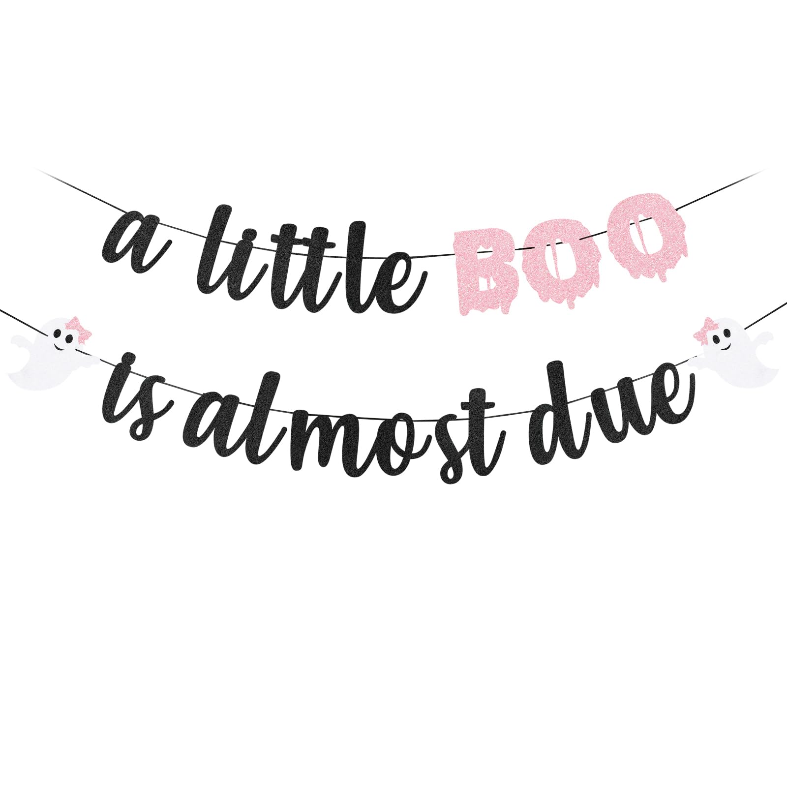 A little Boo Is Almost Due Baby Shower Banner Halloween Baby Shower Banner, Little Boo Baby Shower Banner Decorations for Pink Black Girl Halloween Baby Shower Decorations