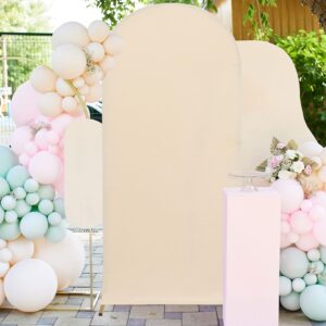 spandex fitted arch cover backdrop fabric beige chiara arch backdrop cover 2.1x5ft round top wedding arch covers 2-sided backdrop covers for arch stand balloon party wedding bridal shower decor