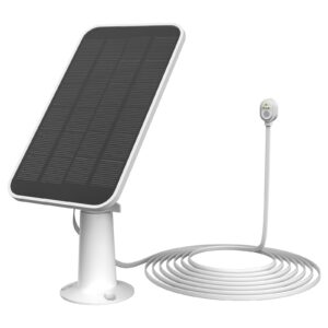 newding solar panel charger for arlo pro 3/pro 4/pro 5s 2k/ultra/ultra 2/go 2 /pro 3 floodlight camera indoor/outdoor, with 13ft/4m waterproof power cable, adjustable, easy mount-white