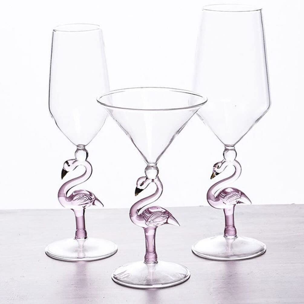 VICASKY Bar Cocktail Glass Pink Flamingo Cocktail Goblet Glass Cool Tableware Unique Bar Wine Housewares Durable Acrylic Flamingo Wine Glass Pink Flamingo Cocktail Glass