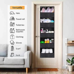 AOODA Over The Door Shoe Organizer Storage, Holds 15 Pairs Hanging Shoe Rack for Door with Large Deep Pockets, Narrow Door Shoe Holder for Closet Wall with 4 Hooks, Black