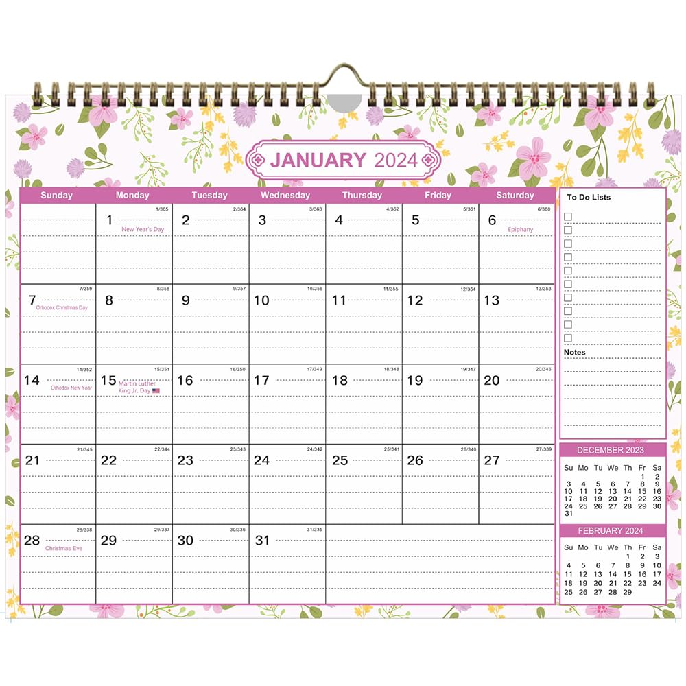 Wall Calendar 2023-2024, 18 Months to View Wall Planner Calendar 2023, Monthly Calendar July. 2023 - Dec. 2024, Wall Planner Calendar for Home or Office, 38 x 29 cm