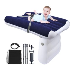 miidd inflatable airplane kids bed-toddler travel bed,portable toddler bed,inflatable car baby travel bed,kids car seat baby seat extender with hand pump seat belt and carry bag(blue)