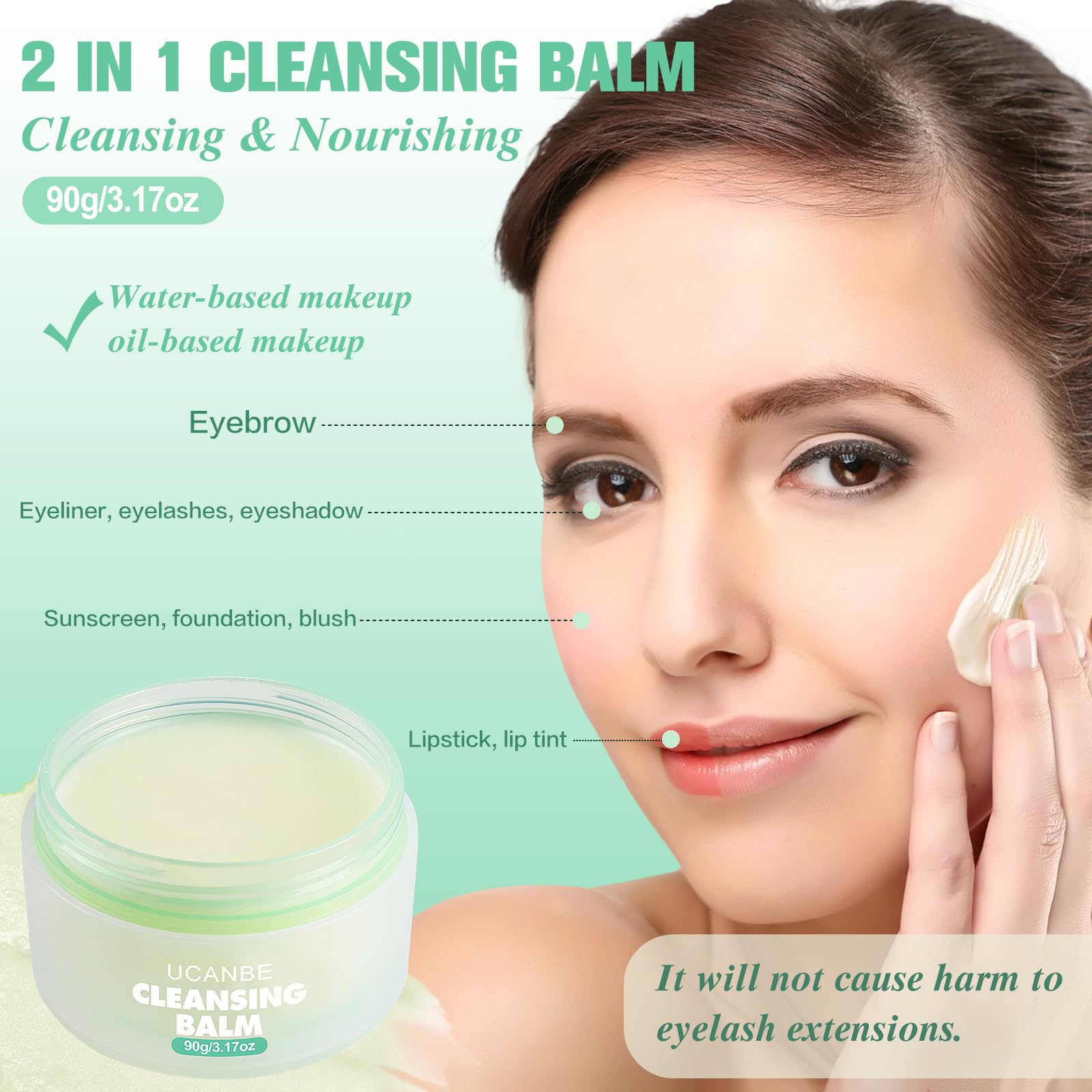 UCANBE Cleansing Balm Makeup Remover - 3.17oz, Natural Gentle, Deep Cleaning, Makeup Cleansing Balm for Waterproof Eye Face Lip Makeup, Made for All Skin Types