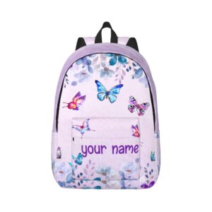 j&sbgft personalized butterfly backpack for girls, custom backpacks with names, customized book bags for kids girls, bags for kids back to school 15in