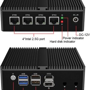 Micro Firewall Appliance, Fanlesss Mini PC, VPN, OPNsense, Soft Router, Intel Processor N100, H11, AES-NI, 4 x Intel 2.5GbE I226-V LAN, HDMI2.0, DP, No RAM, No Storage, No System