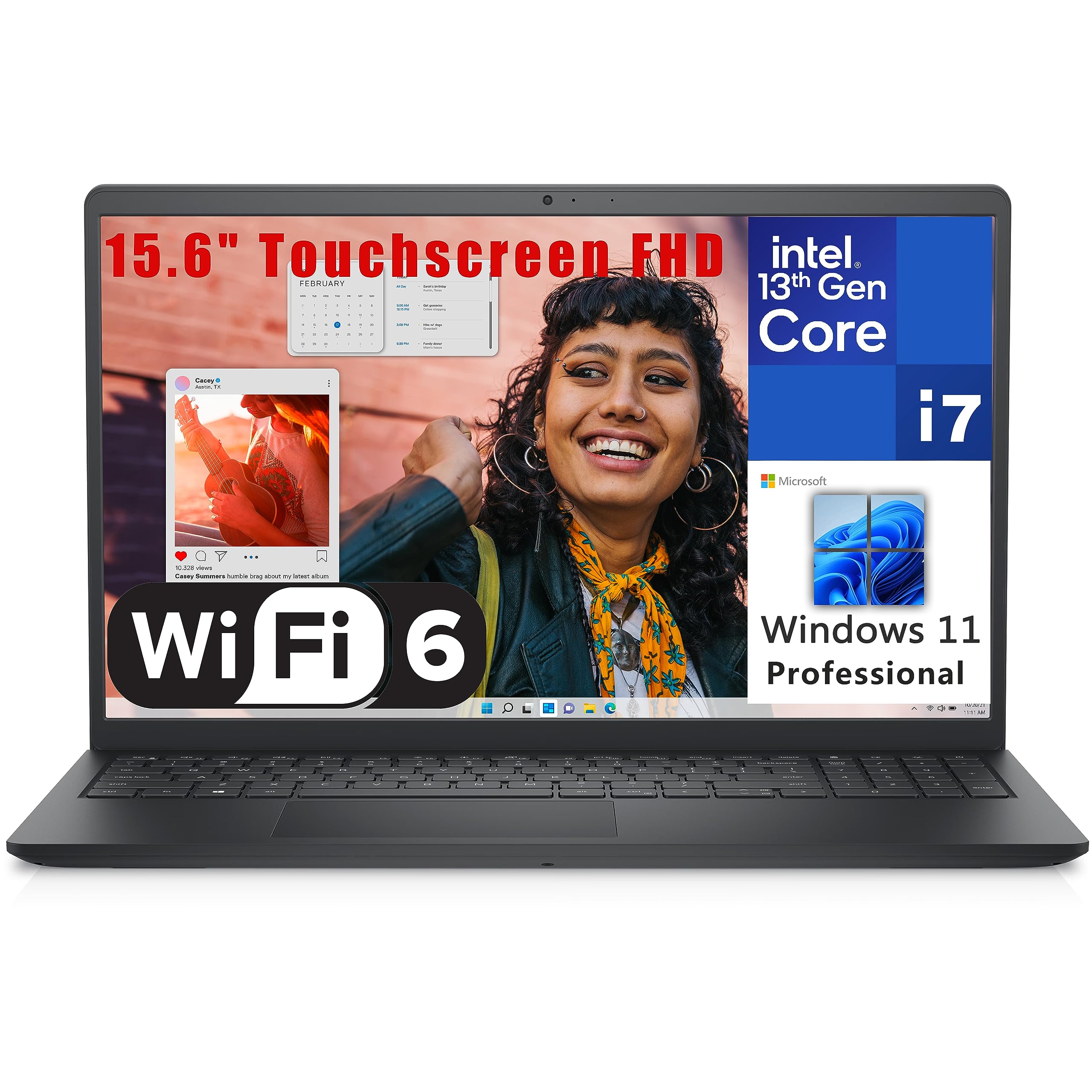 Dell 2023 Inspiron 15 3530 15.6" Touchscreen FHD Business Laptop Computer, 13th Gen Intel 10-Core i7-1355U up to 5.0GHz, 16GB DDR4 RAM, 512GB PCIe SSD, WiFi 6, Bluetooth, Carbon Black, Windows 11 Pro