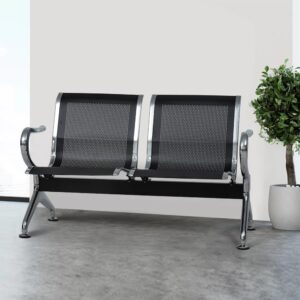 FIZZEEY Waiting Room Chairs, 2 Seat Office Guest Reception Chairs, Waiting Room Bench Furniture for Hospital Bank Airport, Black