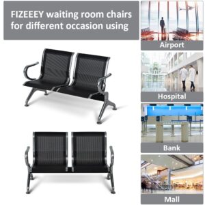 FIZZEEY Waiting Room Chairs, 2 Seat Office Guest Reception Chairs, Waiting Room Bench Furniture for Hospital Bank Airport, Black