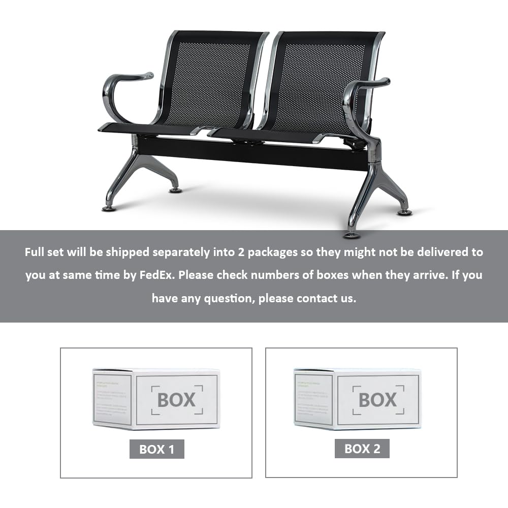 FIZZEEY Waiting Room Chairs, 2 Seat Office Guest Reception Chairs, Waiting Room Bench Furniture for Hospital Bank Airport, Black