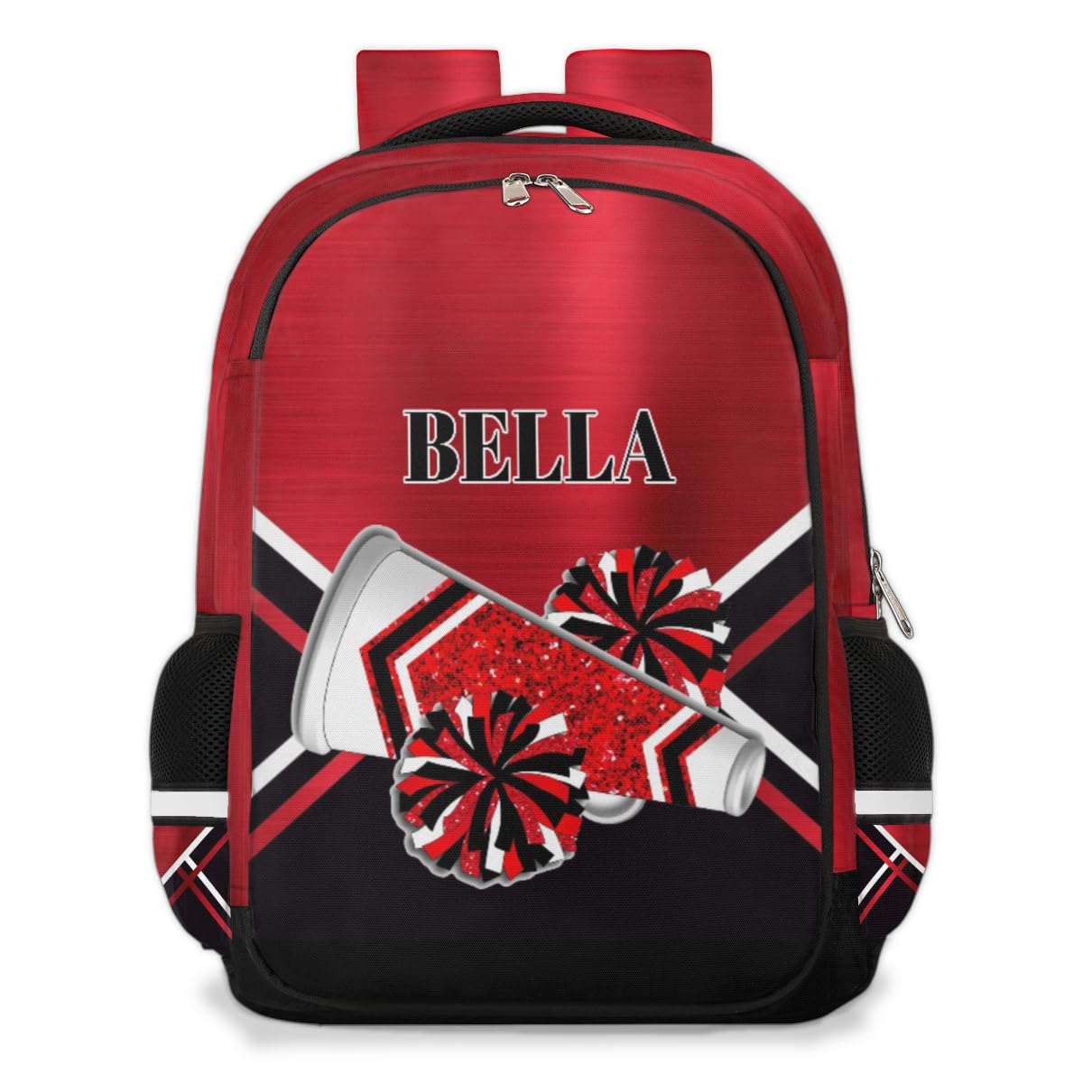 RIRIX Personalized Kids Backpack Custom Backpack Schoolbag Children Bookbag for Boys & Girls Glitter Red Cheer