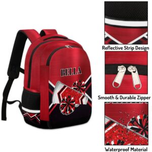 RIRIX Personalized Kids Backpack Custom Backpack Schoolbag Children Bookbag for Boys & Girls Glitter Red Cheer