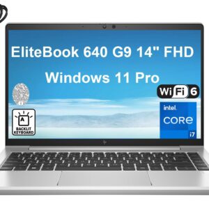 HP EliteBook 640 G9 14" FHD Business Laptop, 12th Gen Intel 10-Core i7-1255U, 32GB DDR4 RAM, 2TB PCIe SSD, WiFi 6, Bluetooth 5.3, Backlit KB, Fingerprint Reader, Windows 11 Pro, AZ-XUT Cable