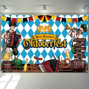 arosche extra large oktoberfest banner 72" x 48" beer festival decorations bunting bavarian check flag party supplies photography holiday background for indoor outdoor garden,yard,party home decor