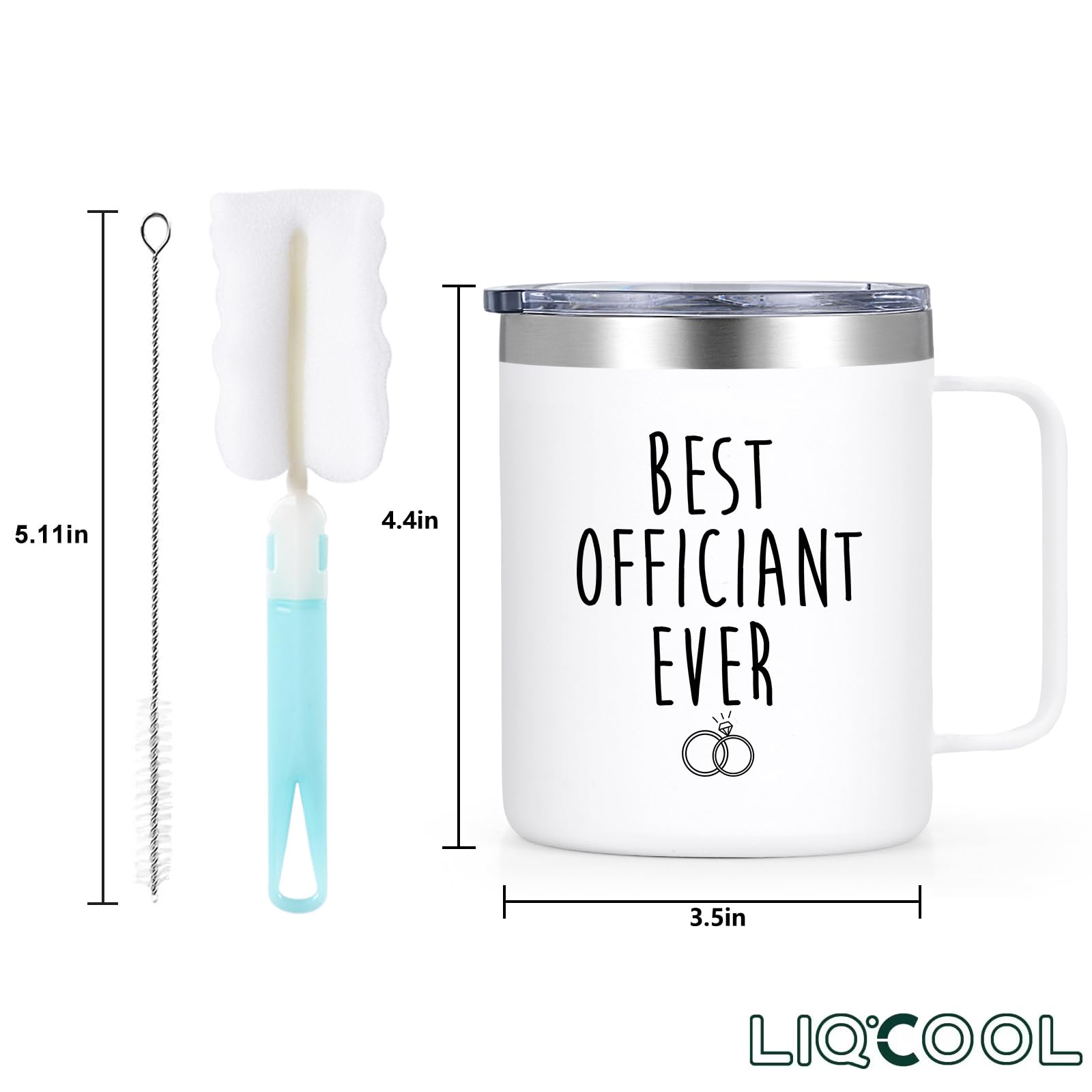 LiqCool Wedding Officiant Gift, Wedding Officiant Gift Men Women, Gifts for Wedding Officiant, Best Officiant Ever Coffee Mug, Thank You Officiant Gifts for Wedding from Bride Groom(White, 12Oz)