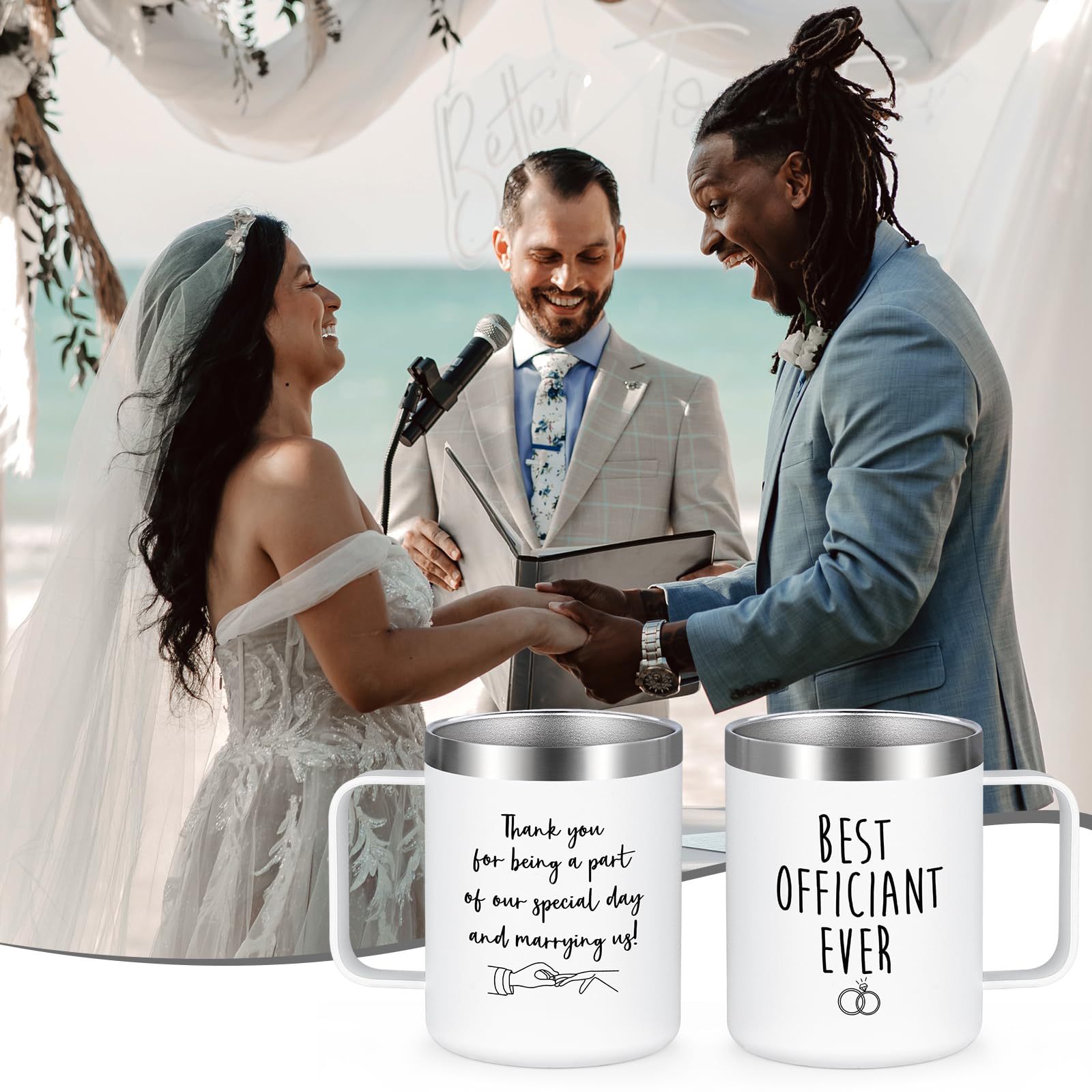 LiqCool Wedding Officiant Gift, Wedding Officiant Gift Men Women, Gifts for Wedding Officiant, Best Officiant Ever Coffee Mug, Thank You Officiant Gifts for Wedding from Bride Groom(White, 12Oz)