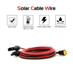 12AWG Power Solar to XT60 Charge Extension Cable, XT60 Female to Male Connector for Solar Panel to RC Battery RV Portable Power Station Solar Generator 10Ft