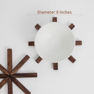 Wooden Trivets for Hot Dishes Tree Shape Trivet Set Coaster for Teapot Hot Pots (Black Walnut)