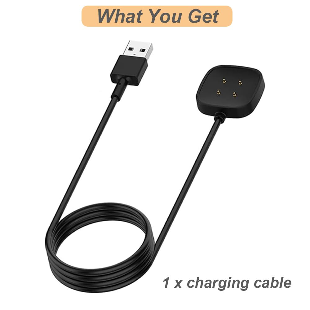 Nisyctk Charger for Fitbit Sense/Sense 2/Versa 3/Versa 4, Replacement USB Charging Cable for Versa 4/Versa 3/Sense 2/Sense (3.3ft/1m) (1)