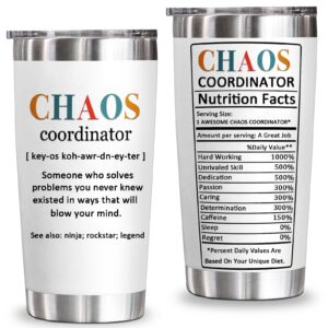 yxotjhs chaos coordinator tumbler, chaos coordinator gifts for women boss lady coworker manager teacher assistant mom-thank you gifts, birthday gifts for women-20 oz stainless steel tumbler