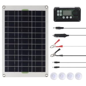 50W 30A Solar Battery Charger, 12V 24V Monocrystalline Solar Panel Kit Solar Panel Charger Controller Solar Panel Solar Panel Charging Kit Solar Charger for Car Boat Marine RV Trailer Truck Camping