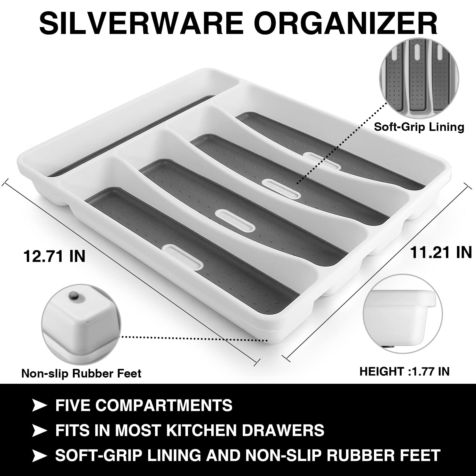 40-Piece Silverware Set with Organizer, EWFEN Heavy Duty Stainless Steel Flatware Set for 8, Food-Grade Tableware Cutlery Set, Utensil Sets for Home Restaurant, Mirror Finish, Dishwasher Safe