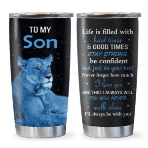 Qatdey Gifts for Son Tumbler 20oz, Son Gifts from Mom/Dad, Birthday Gifts for Son Cup, Gifts for Grown Son on Wedding Day, To My Son Gift Ideas, Christmas Graduation Gifts for Son 1PC