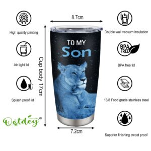 Qatdey Gifts for Son Tumbler 20oz, Son Gifts from Mom/Dad, Birthday Gifts for Son Cup, Gifts for Grown Son on Wedding Day, To My Son Gift Ideas, Christmas Graduation Gifts for Son 1PC