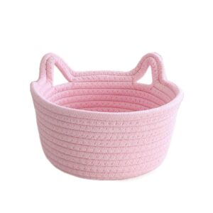 chdhaltd cotton rope woven storage basket,small basket gift baskets toy storage basket key tray living room bathroom storage basket(l,pink)