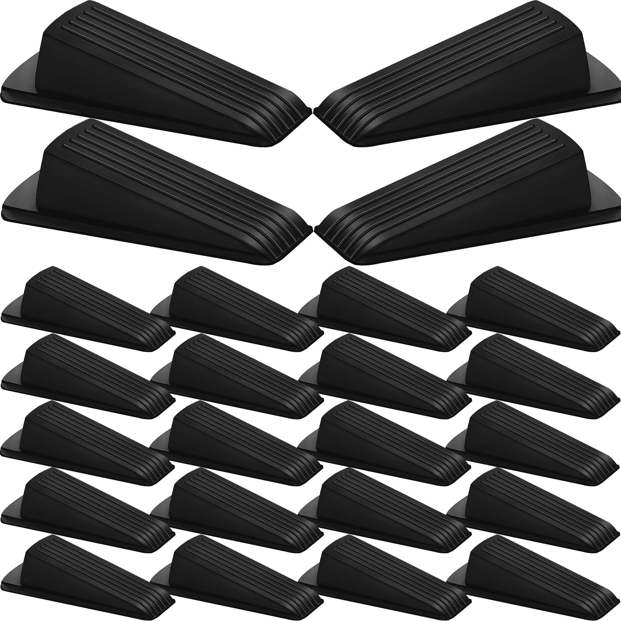 Beieverluck 24 Pack Door Stoppers for Bottom of Door Rubber Door Stop Wedge Sturdy Stackable Door Stops for Floor Wall Carpet Heavy Duty Door, Black