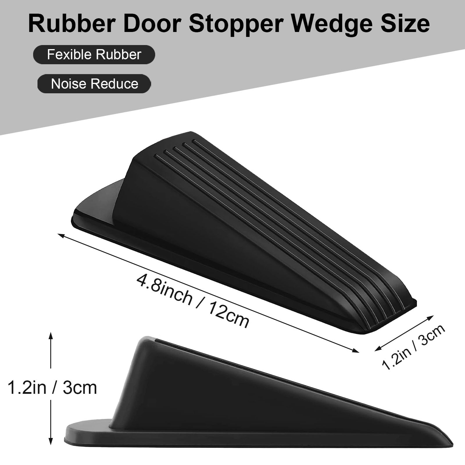 Beieverluck 24 Pack Door Stoppers for Bottom of Door Rubber Door Stop Wedge Sturdy Stackable Door Stops for Floor Wall Carpet Heavy Duty Door, Black