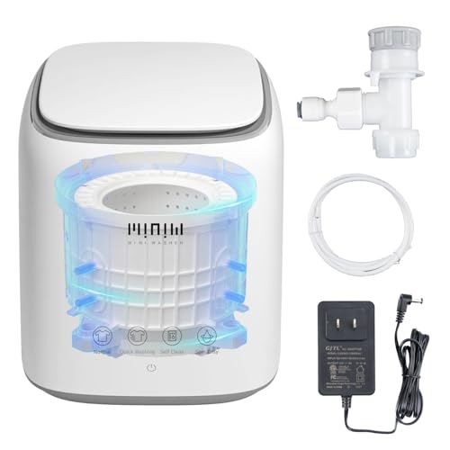 Portable Mini Fully Automatic Washing Machine for Underwear, Panties, and Socks Designed Specifically for Separating Close-Fitting Clothing (ABS-WHITE-GRAY)